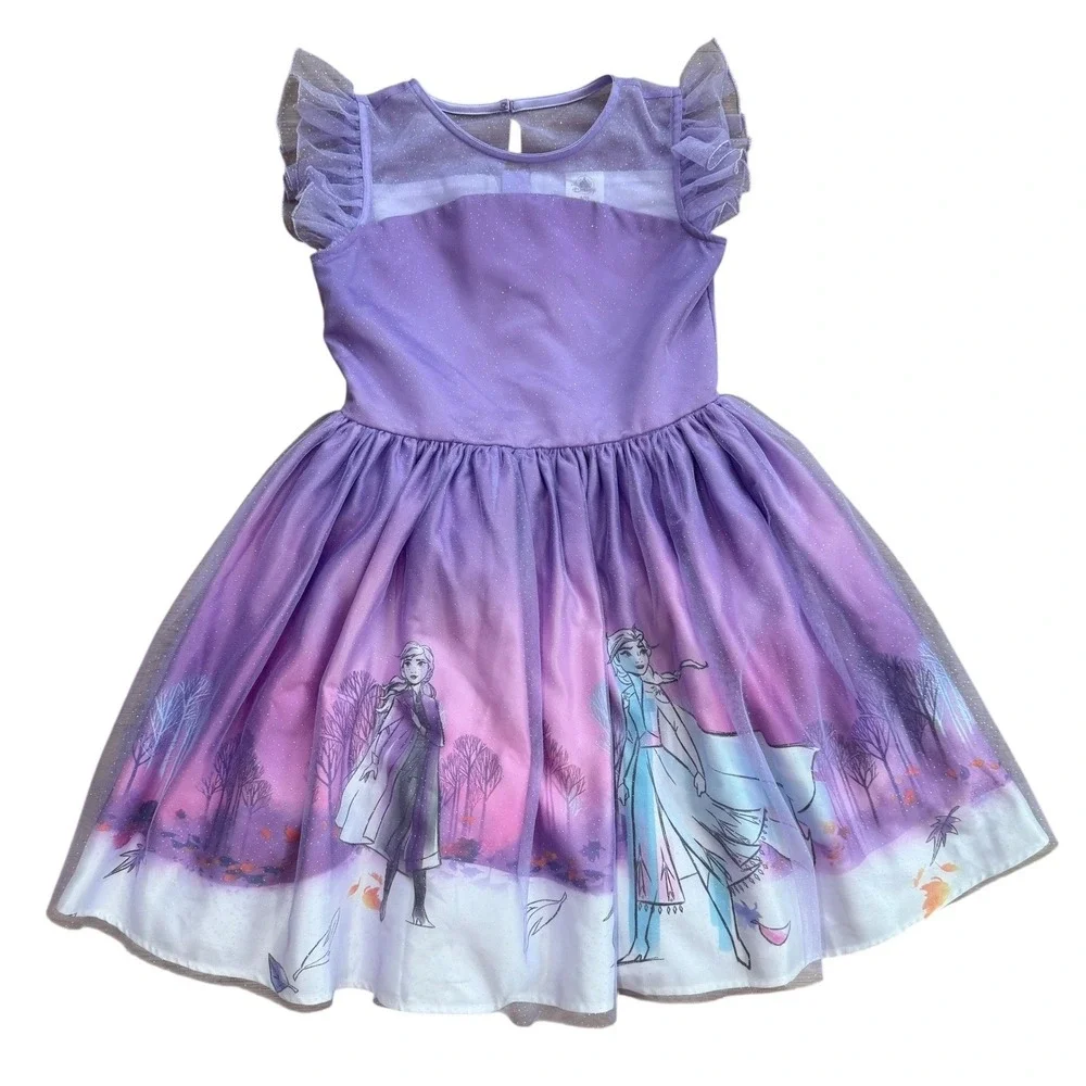Disney Store Frozen 2‎ Dress Dress Elsa Anna Purple Sparkle Costume 9/10